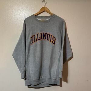 Vintage Y2K Steve and Barry’s University of Illinois Gray Crewneck Sweatshirt